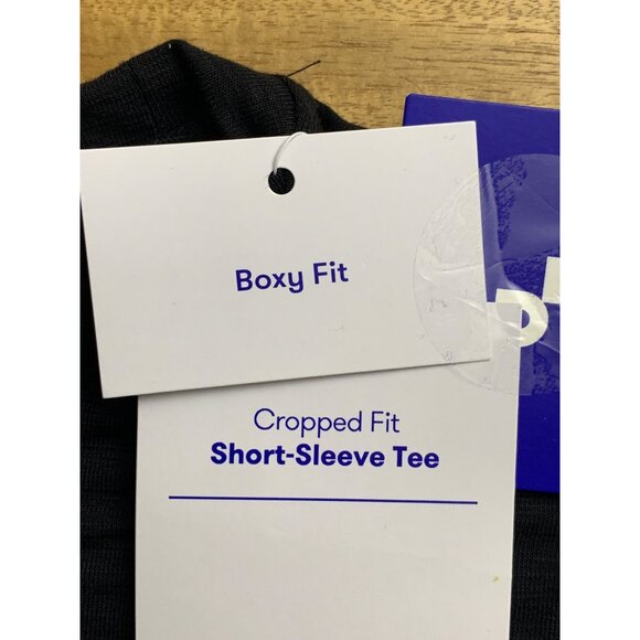 JoyLab Womens Activewear Black Short-Sleeve Cropped Boxy Fit T-Shirt Size Medium - Picture 9 of 10